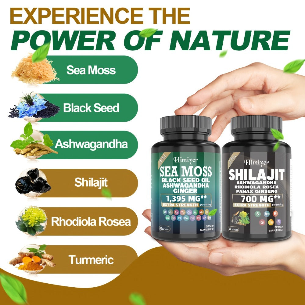 2|6pcs=Buy 2 Get 1 Free, Sports Nutrition Bundle Set, Seamoss Southern Drunk Nightonnax Capsules And Shilaijit Capsules Double Power Bundle, Super Golden Combination, Sports Nutrition, Support, Bone Support, Relaxation, Focus