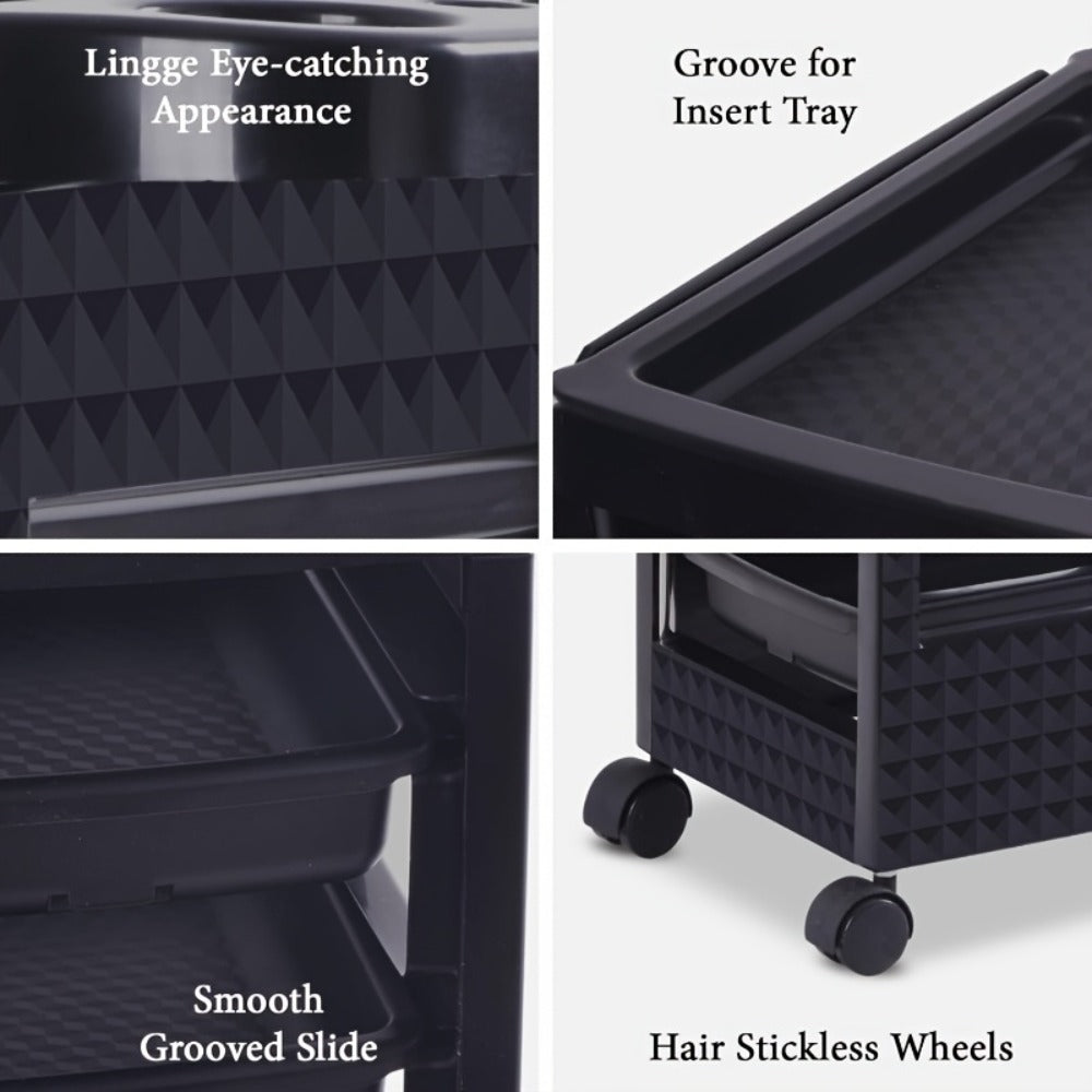 Salon Trolley with 5 Drawers and 4 Wheels, Stylist Trolley, Beauty Storage Rack, Suitable for Hairdressers and Barbers
