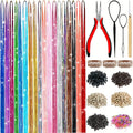 18 Colors Glitter Hair Tinsel Extensions Kit - 7700 Strands with Tools & Beads, 53 Inch Heat Resistant Sparkly Fairy Hair Additions for Women And Adults Over 18, Christmas Party Festival