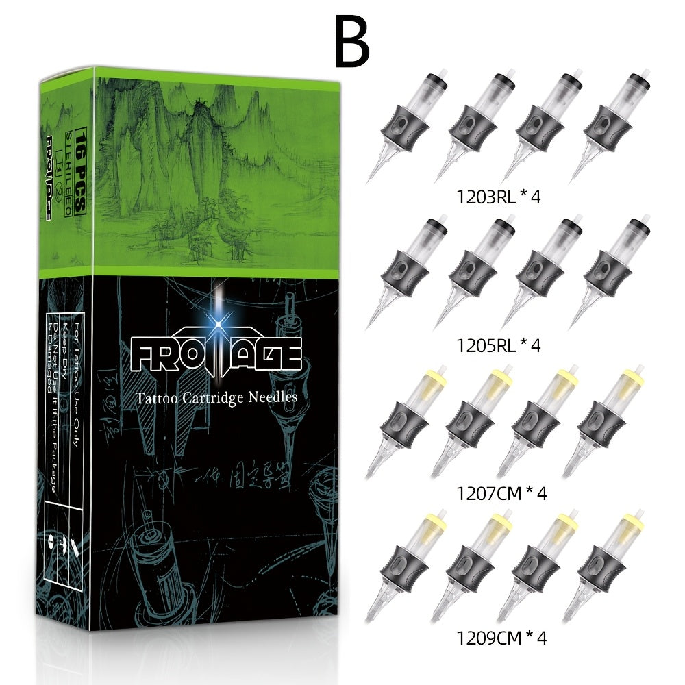 Tattoo Cartridge Needles 16pcs Froinage Mixed Models High Transparency Tips Secure Assembly Adjustable Threading Sterile Disposable for Tattoo Pen Machine Artists Beginners
