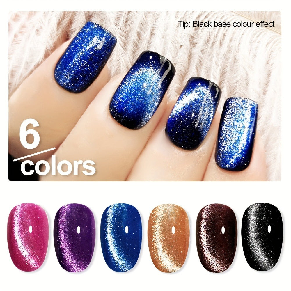 0.27oz Eye Cat Magnetic Gel Flash Gel Nail Polish Semi Permanent Gel Nail Art Decoration Magnetic Cat Eye Nail Gel Polishing Holographic Chameleon Nail Art Gel Varnish with Magnetic Sand Rubbing Category Applicable to Nail Salons AndHousehold