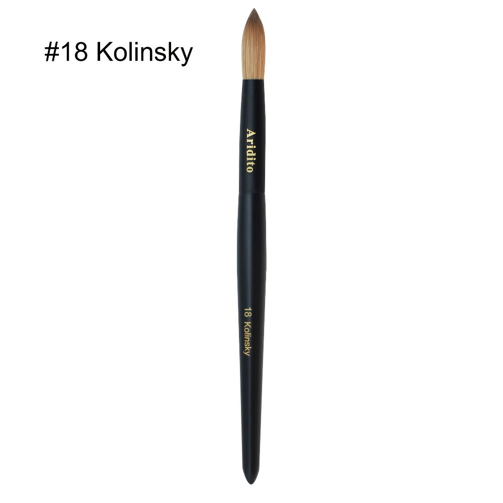 Aridito Kolinsky Round Head Acrylic Nail Art Brush Black Wooden Handle For Professional Manicure Home Salon(#8, #10, #12, #14)