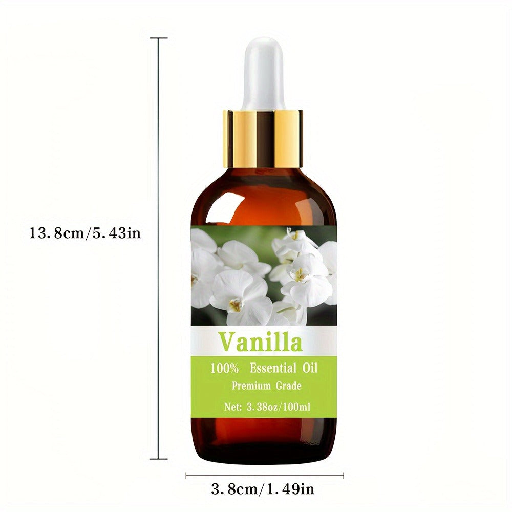 Vanilla Essential Oil, 100Ml/3.38 Fl.Oz, 100% Pure Care Grade for Nail, Hair And Skin Care, Massage, Moisturizing Massage Essential Oil for Men And Women, Meditation Gift, Perfect Christmas Gift
