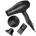 Powerful Hair Dryer 1875W Ionic Blow Dryer with Diffuser And Contractor, Dry Hair Fast with Less Frizz, Shine, 3 Heat/2 Speed for Optimal Styling, AC Motor Pro Hair Dryer with ALCI Plug, Black