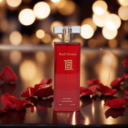 Eau de Parfum for Women 3.4 fl oz Long Lasting Floral Scent - Luxury Red Bottle Golden Heart Accent Travel Spray Fresh Sophisticated Fragrance Gift
