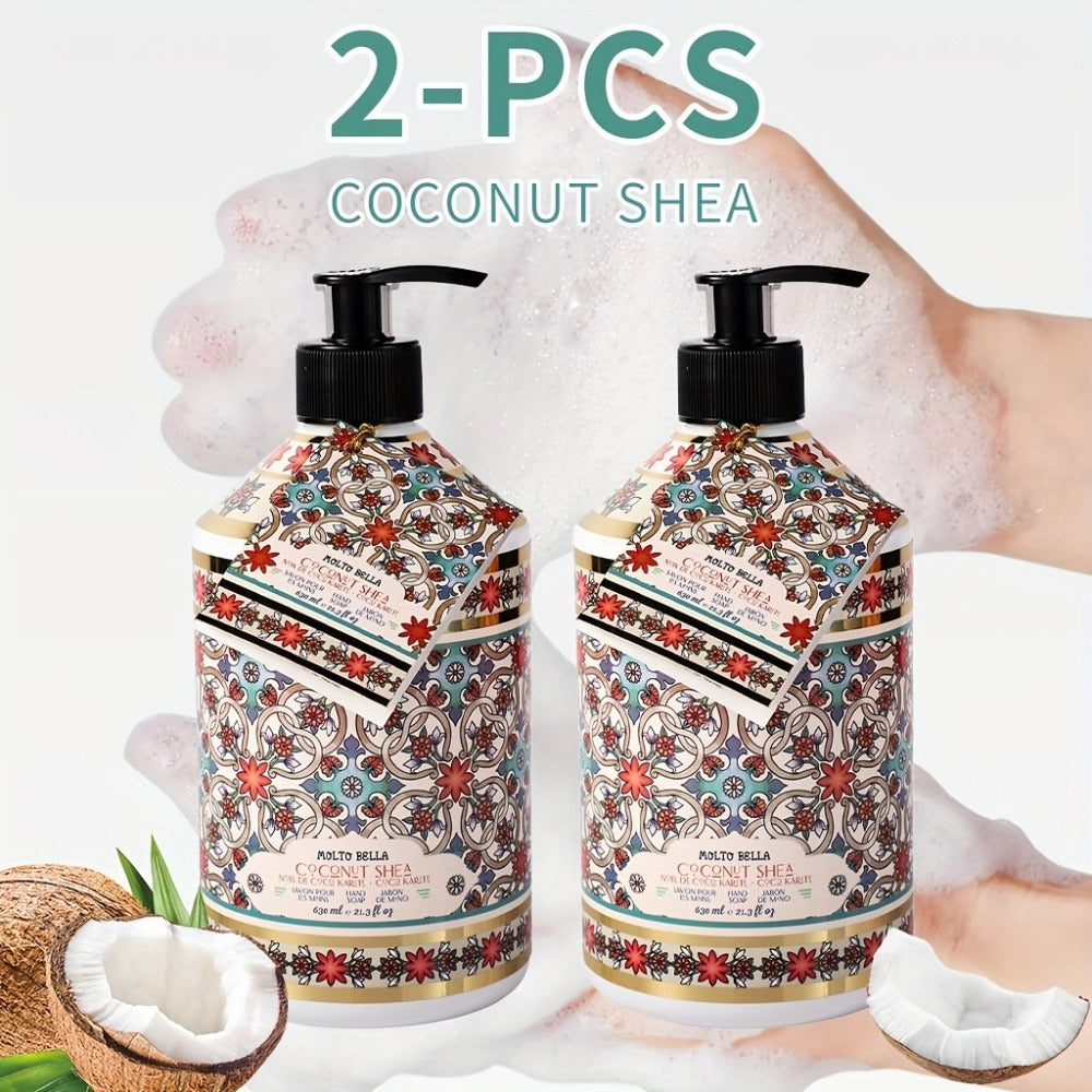 2 Bottles (21.3fl.oz Each) Liquid Hand Soap Suitable for All Skin Types, 6 Scent Infused Foam Formula with Floral Press Bottle, Ethically Made Gel & Fragrance for Hands, Hygienic Cleaning for, Office, Travel -