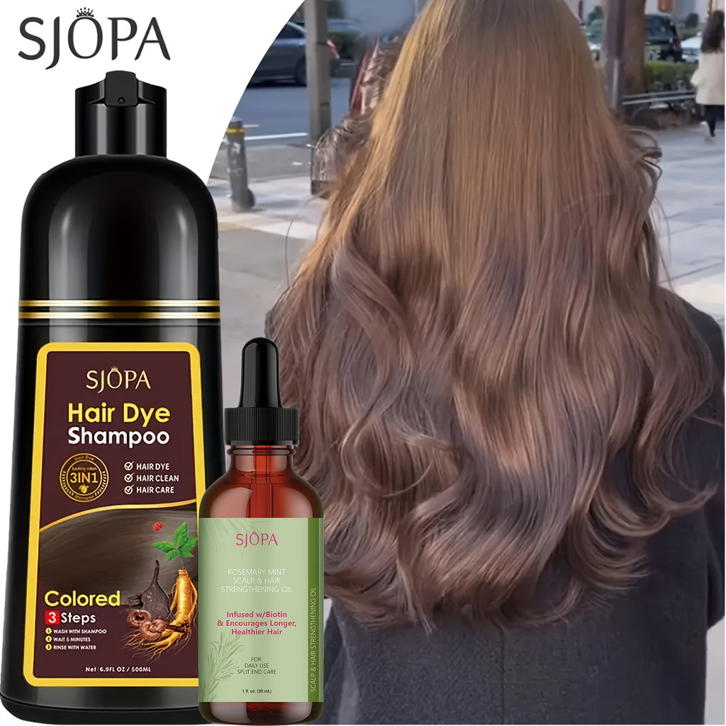 SJOPA Multi-Effect Hair Dye Shampoo, Instant Hair Coloring And Conditioning, 16.9oz. Safe And Natural Hair Dye Shampoo Essence, No Irritating Odor, Suitable for Both Men And Women, Perfect Gift for Valentine's Day And Mother's Day.