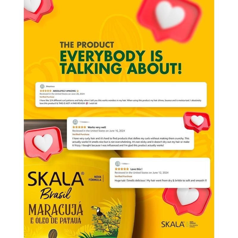 Skala Expert Hair Care 5-Piece Kit: Mais Cachos, Maracuja & Mais Crespos Treatments (1000g Each) + Shampoo & Conditioner (250ml Each) Haircare