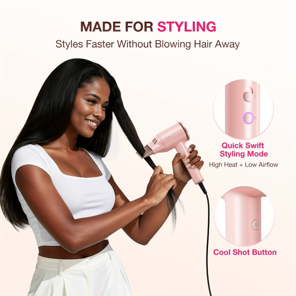Quick-Drying Hair Dryer Featuring a Diffuser for Curly Hair, 1875W Professional Ionic Blow Dryer Suitable for Both Women And Men, Lightweight And Powerful Portable Hair Dryer Ideal for Travel, Perfect Gift for Friends And Partners
