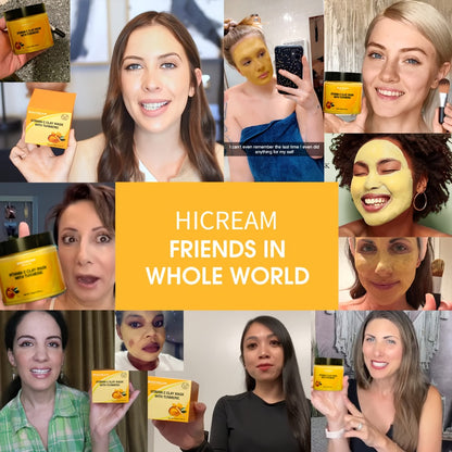 Turmeric Clay Face Mask with Vitamin C & Kaolin - Deep Cleansing Brightening Facial Mask for All Skin Types - Moisturizing Aloe Vera Skin Care Mask for Women Korean Skincare