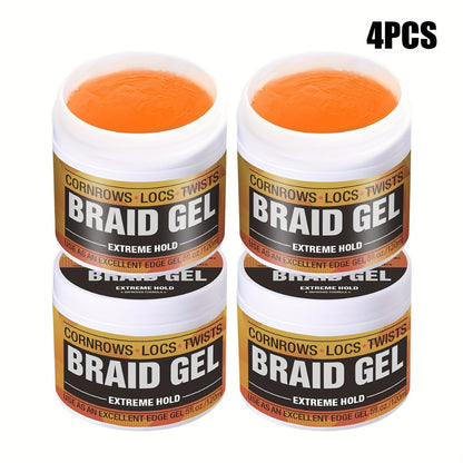 Braid Gel Extreme Hold Anti-Frizz Edge Control Hair Wax Pomade for Braids Locs Twists Sleek Styles Moisturizing Frizz Control Long-Lasting Hold 4/5/6 Pack