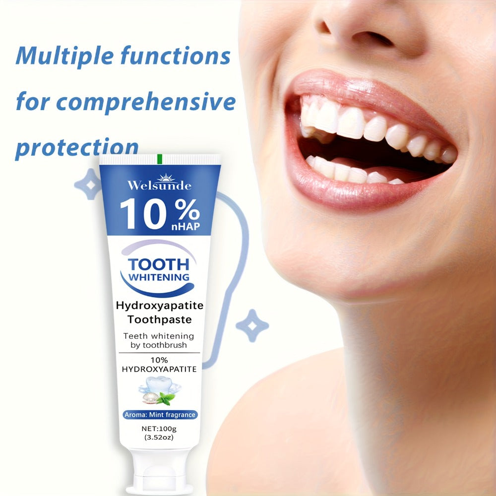 2pcs 10% Hydroxyapatite Toothpaste for Deep Cleaning & Brighter Smile, Hydroxyapatite Toothpaste - European Formula with Minty Fresh Breath, Gentle on Gums, Ideal Oral Hygiene Gift for Women & Men, suitable for everyday, Dental Care, Refreshing
