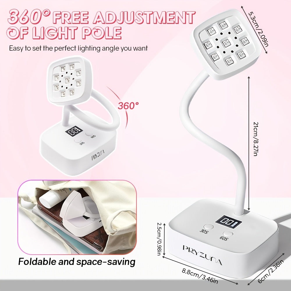 1pc AnnaBeauty Professional Nail Lamp with /LED Dual Light, Quick-Dry Nail, Auto Sensor/Timer (30', LCD Display, Portable Nail dryer with Gooseneck Arm for Home Salon, Gel Polish, USB-Powered (No Adapter Needed) - Formaldehyde-Free, Salon Equipment, Compa
