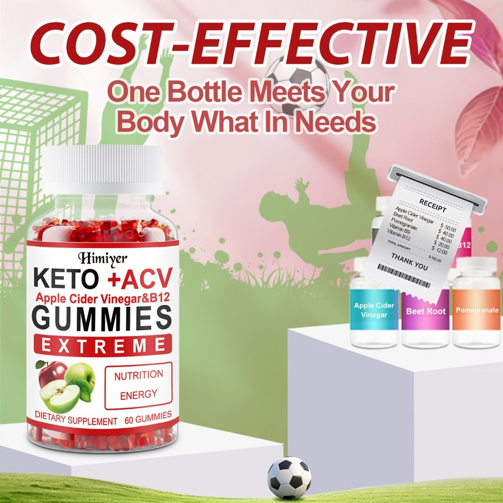 Buy 2 Get 1 Free-Keto ACV Gummies [New And Improved] - Apple Cider Vinegar Recipe with Pomegranate Beet Juice Powder And B12, Vegan, Premium Apple Cider Vinegar Rich In Vitamins B And C - with Probiotic Jelly, Apple Cider Vinegar Gummy Bears