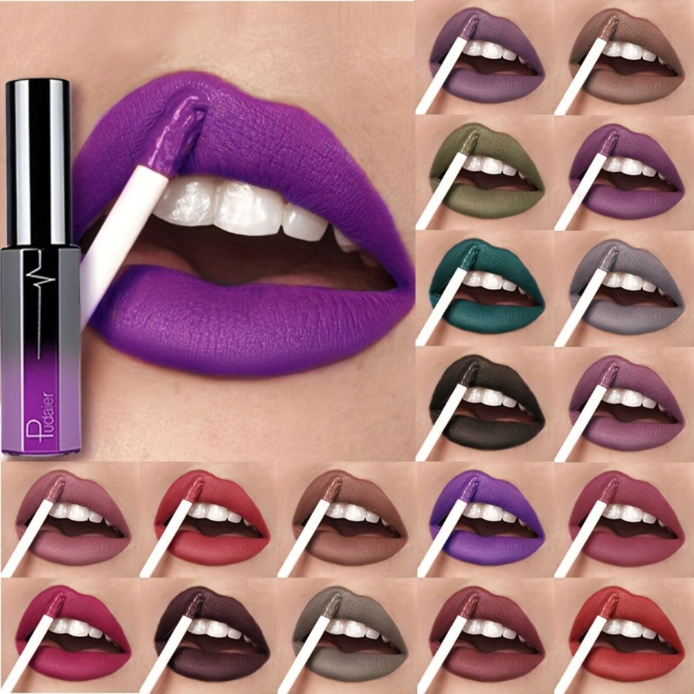 Matte Liquid Lipstick Velvet Finish 24H Waterproof - Long-Lasting High Pigment Anti-Smudge Cup-Proof Lip Glaze 20+ Bold Shades All Skin Tones Pudaier
