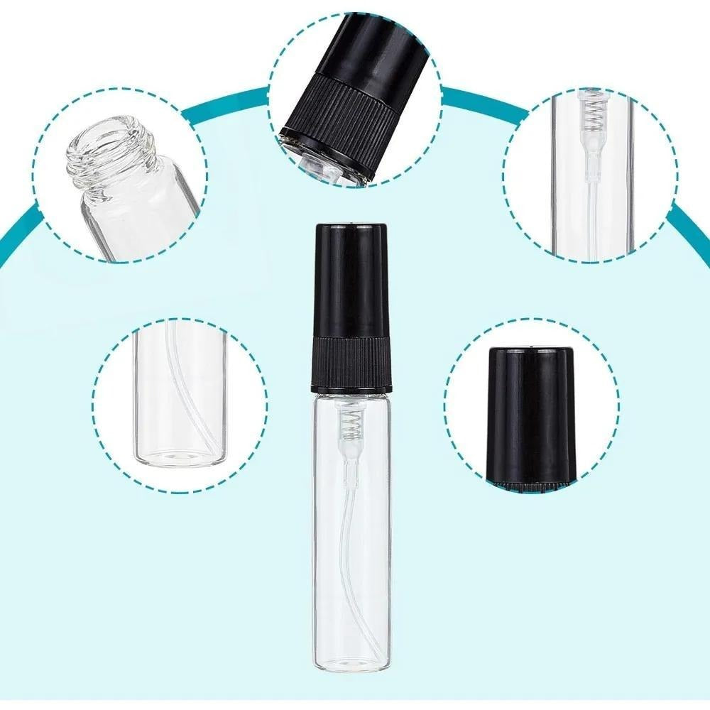 50pcs 0.17oz Mini Fine Mist Glass Spray Bottle Empty Travel Atomiser Spray Bottles for Perfume Toiletries Liquid Cosmetics