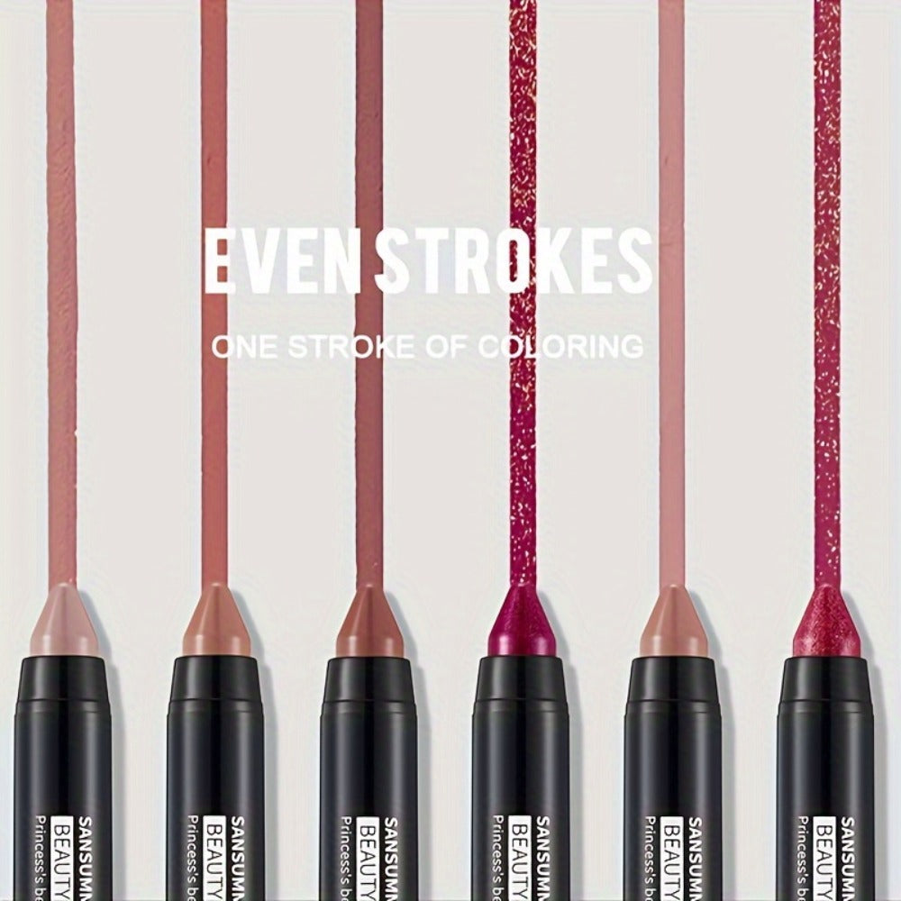 Crayon Lipstick Gift Box Set 6 Shades Matte Velvet Waterproof Long Lasting Easy Apply Popular Colors Luxury Lip Makeup Gift for Women Travel