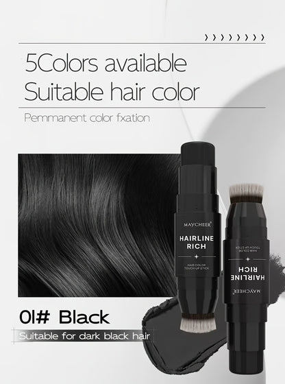 Hair Color Pen Root Touch-Up Stick with Brush | Waterproof Temporary Gray & White Hair Coverage | Plant Squalane Formula | Fast Seamless Application | 3 Shades