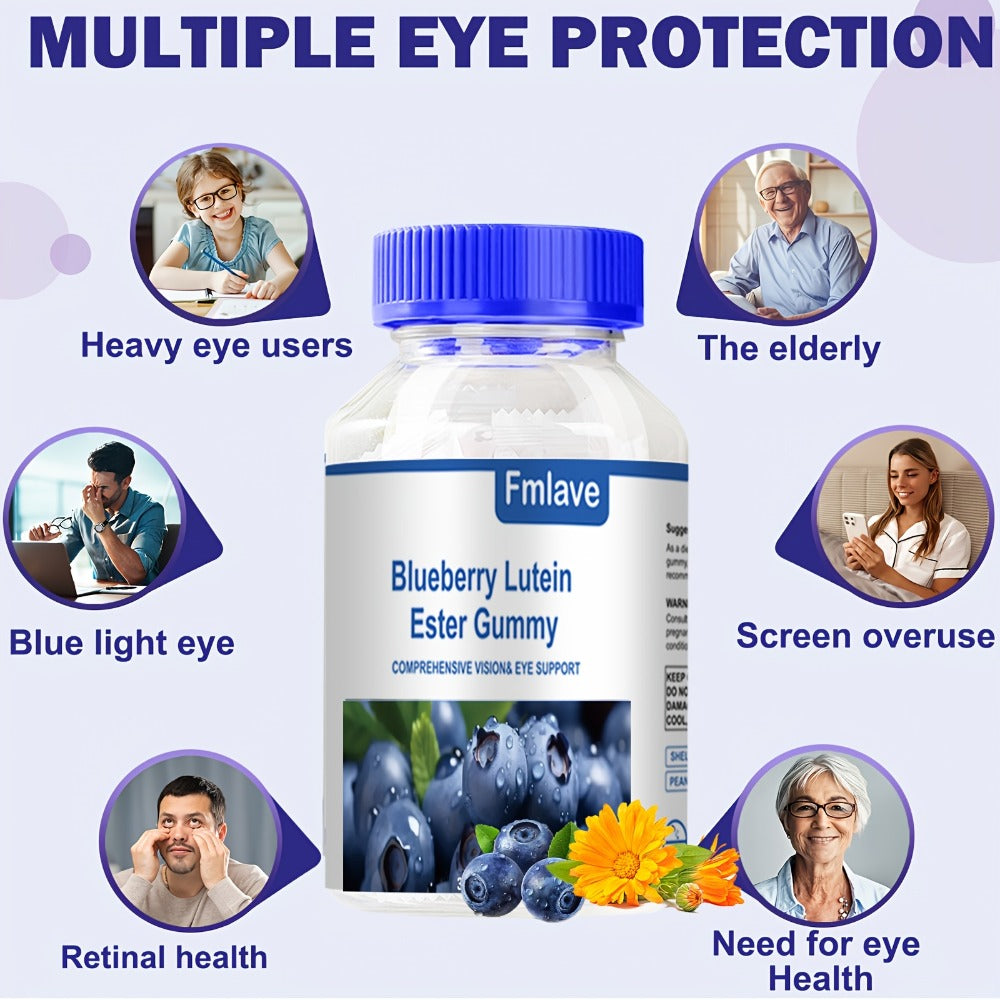 [Eye Health Gummies] Lutein 30 Day Supply-Blueberry Lutein Eye Vitamins Gummies, Eye Health Supplement for Kids And Adult, Lutein Gummies for Vision Clarity And Blue Light Support, Individually Packed, 30 Gummies