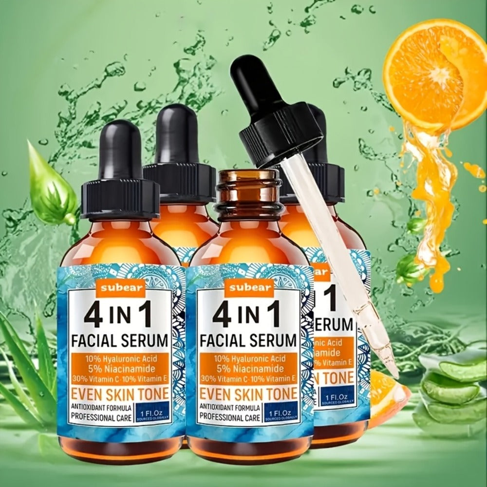 4-In-1 Hyaluronic Acid, Niacinamide, Vitamin C, Vitamin E Facial Serum, Moisturizing, Nourishing Skin, Suitable for All Skin Types 30Ml/1.05Oz (4pcs)