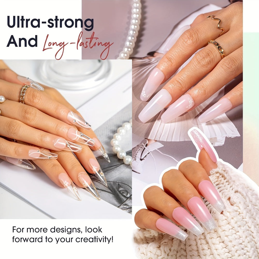 6 Colors/Set Cured Nail Extension Adhesive - Crystal Clear, White, Milky Jelly, Light Pink, Pink, Nude - Smooth, Alcohol-Free, Quick-Drying, Perfect for Nail Art And Salon Use