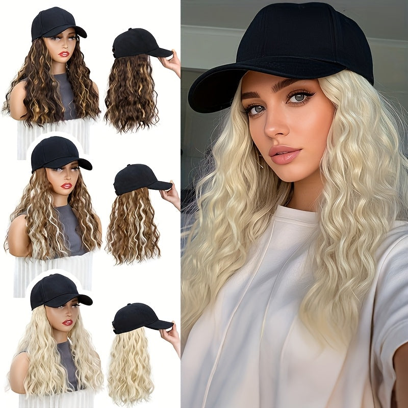 Heat-resistant Women's Black Synthetic Wig - Long Curly Wavy Hair Extensions with Adjustable Baseball Cap, Cosplay, Weddings, And Filming - Natural Volume And Elastic Net Base Ensure A Secure Hair Colors And Occasions, Cosplay Accessories