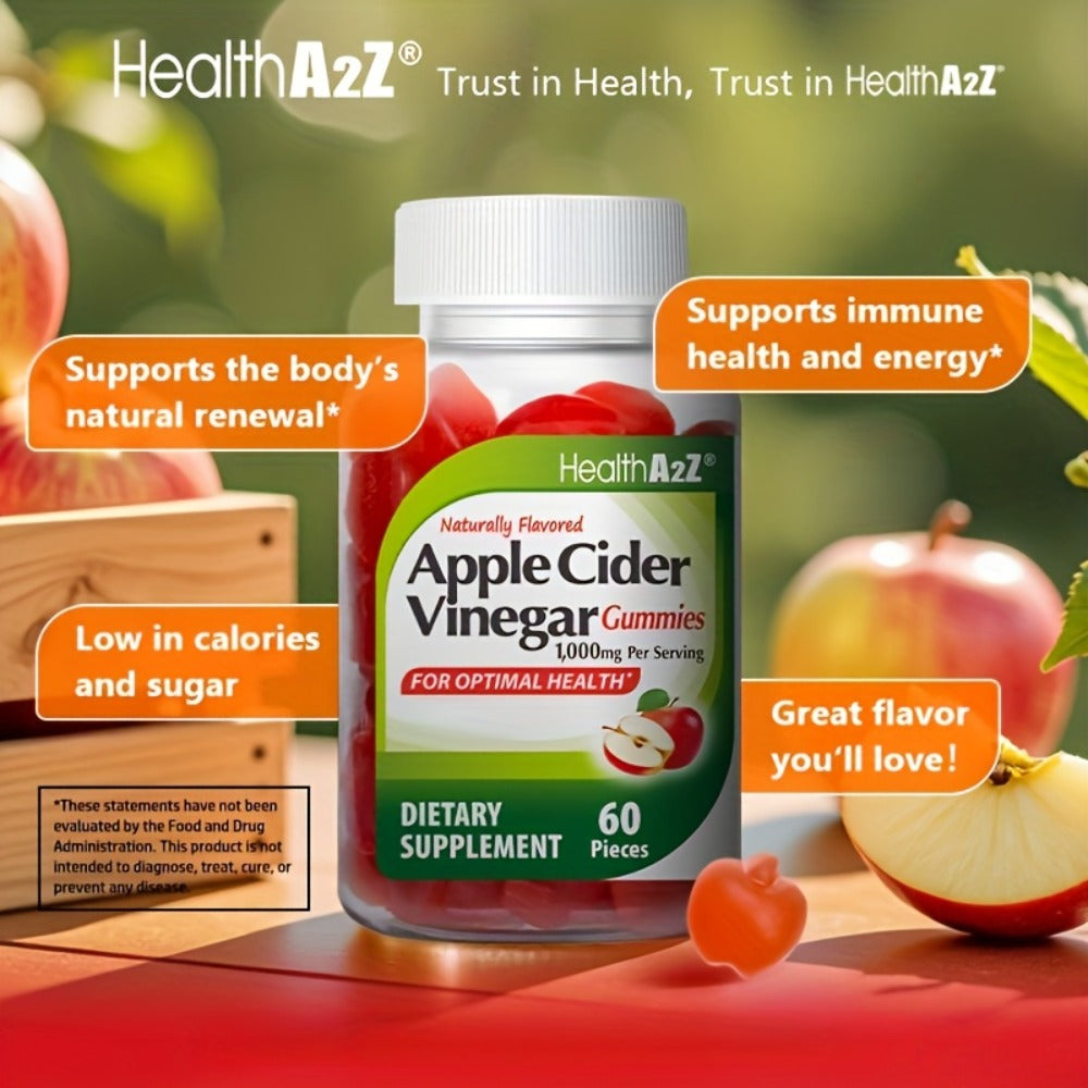 Apple Cider Vinegar Gummies 1000mg 60ct | Extra Strength ACV with B6, B12, Folic Acid, Pomegranate & Beet | Digestive Health, Clear Skin & Diet Support | Antioxidant | Great Taste