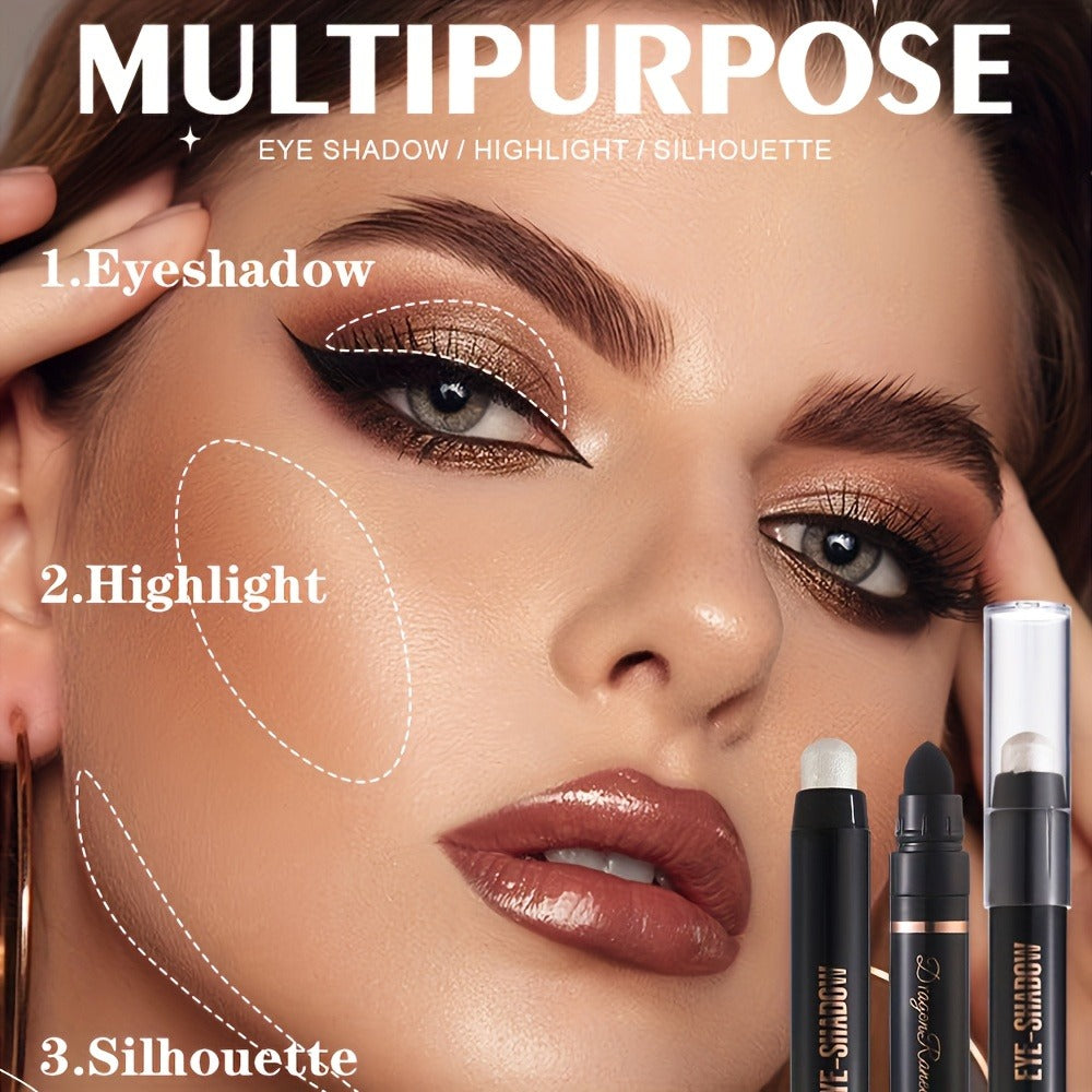 Eyeshadow Stick Set 12 Pcs — Double-Ended Shimmer Eye Shadow Pencil with Brush, Waterproof Long-Lasting Glitter Eye Makeup Kit, Squalane-Infused, Perfect Mother's Day & Stage Makeup Gift