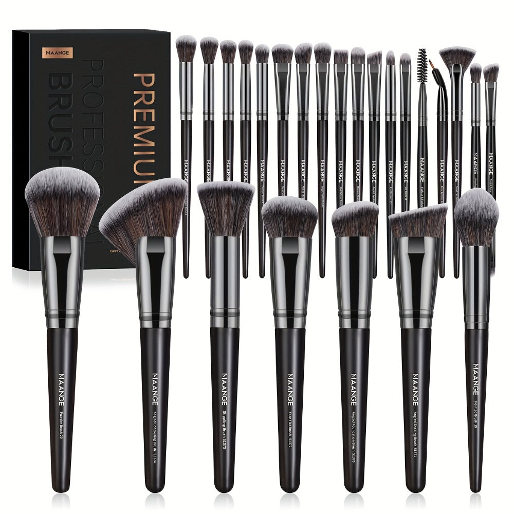 MAANGE 25pcs Professional Makeup Brush Set Paper Box Packaging Foundation Brush Blush Brush Eyeshadow Brush Basic Beginner Makeup Tools Soft And Fluffy Women's Facial Makeup Suitable for Daily Travel Campus Portable