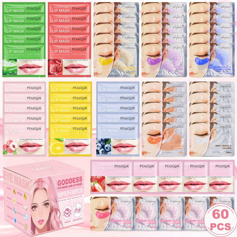 32pcs/32pcs/60pcs Moisturizing Face Masks And Eye/lip Masks Are All Rich In Fruit Extracts. Suitable for All Skin Types, They Come In A Variety Of Refreshing Scents (rose, Honey, Strawberry, Etc.), Making Them The Perfect Valentine's Day Gift.