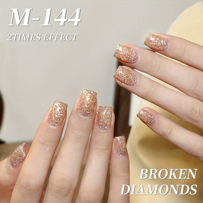 Glitter Gel Nail Polish Set 5 Colors Pastel Sparkling Diamond Shimmer Soak-Off LED UV Gel Varnish Nail Art Kit Photo Frame Bottle Spring Summer Manicure Salon Home Gift for Women