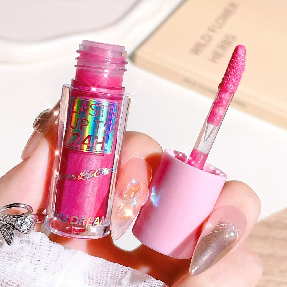 Lip Gloss & Lip Stain Set — Waterproof 24H Long-Lasting, Glitter Shine, Moisturizing Lip Oil, Berry Coral Pink Red Shades, High-Impact Color for Festivals & Everyday Glam