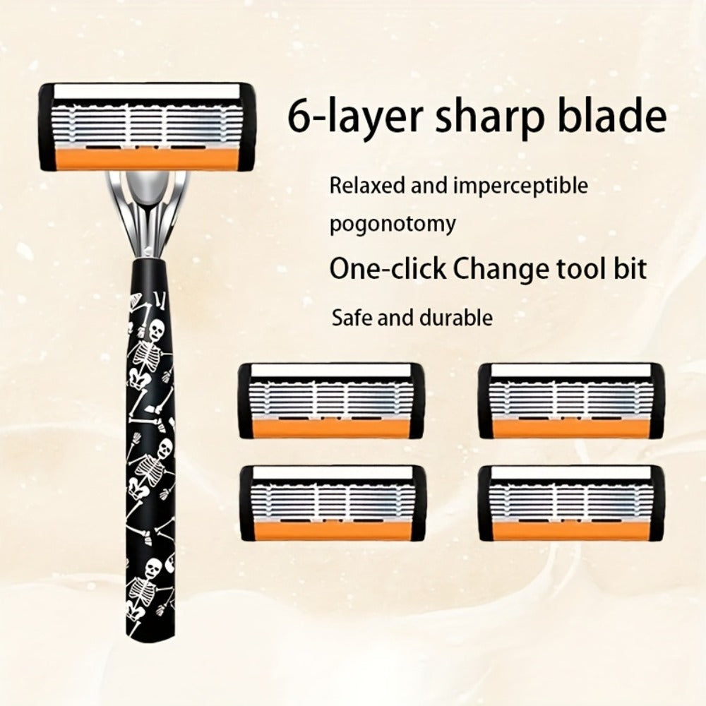 High-End Manual Razor for Men, Featuring 7-Layer Progressive Stainless Steel Blades, a Metal Non-Slip Handle, And a Classic Design That Works Well. an Excellent Gift for Men