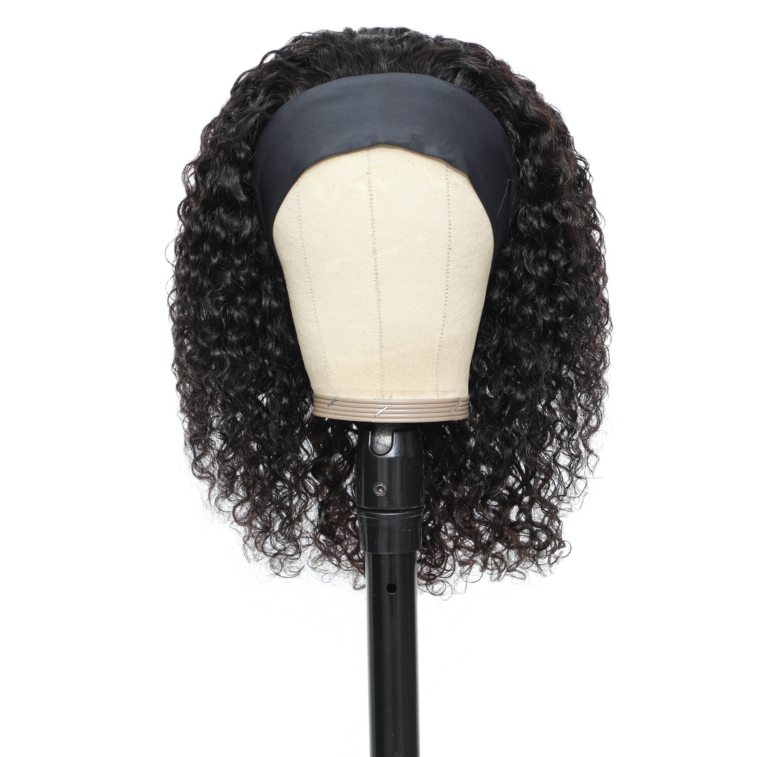 Headband Wig Human Hair Kinky Curly Human Hair Wigs No Lace Wigs Glueless Wig Human Hair Full Machine Made Brazilian Human Hair Wigs for Women 180% Density