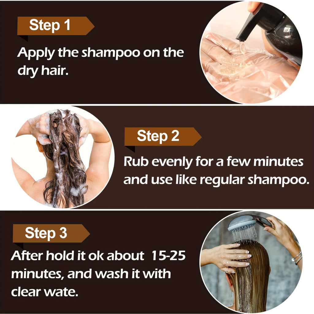 16.91oz Hair Dye Shampoo for Grey Hair, Natural Plant-Based Dye, Herbal Natural Hair Dye 3In 1- Dyeing And Washing Care, Non-Stick to The Scalp, Covering White Hair, Hair Dye Hair Color Shampoo Coloring in Minutes for Unisex (Black, Brown)