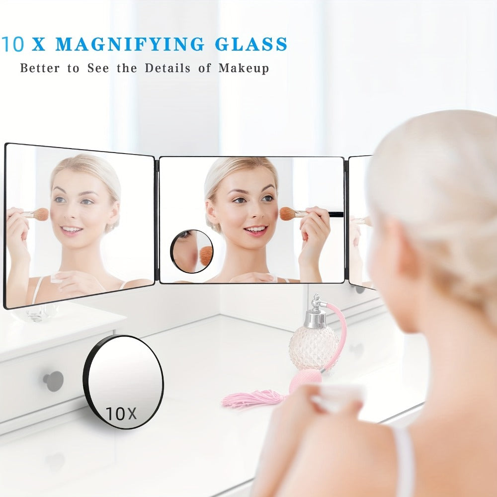 360 Viewing Angle Self Hair Cutting Mirror, Clear Anti-Fog HD Glass, Easy to Use, Height Adjustable, Portable, Plastic Frame, Good Choice for Gifts
