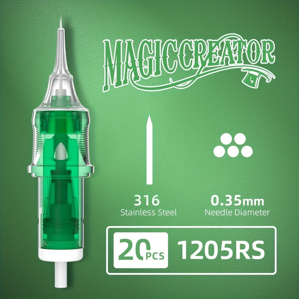 Disposable Tattoo Needles 20pcs Mixed Set - RL RS M1 C-M Multi-Gauge, High Transparency Cartridge, Lasting Sharpness & Ample Ink Capacity for Professional Artists & Beginners