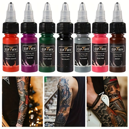 Tattoo Ink Set 14 Colors 15ml — EIPTWH Bright Vivid Pigments, Long-Lasting Formula, Safe for Skin, Complete Color Palette for Professional Artists & Beginners