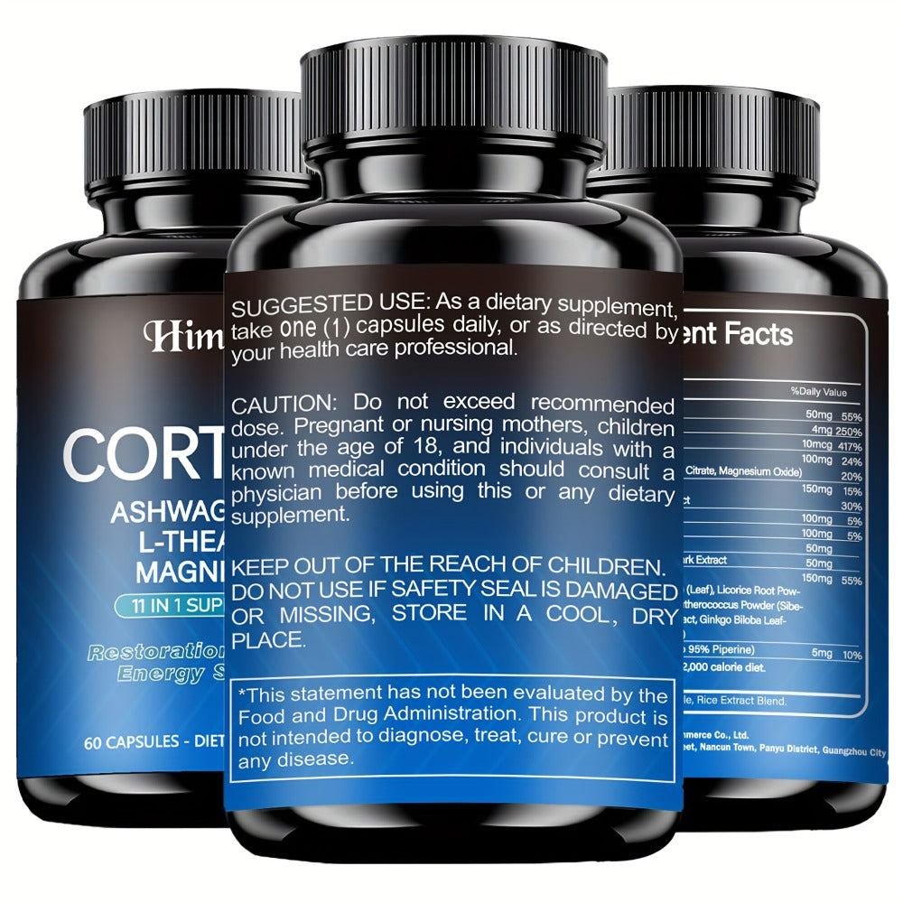 (1/3 Packs) Stress Management Capsules - All-round Relaxation And Balance Supplement Capsules - Balance Cortisol And, Peaceful Sleep And Emotional Improvement, Containing Rhodioda, Ashwagandhal, Theanine And Magnesium.