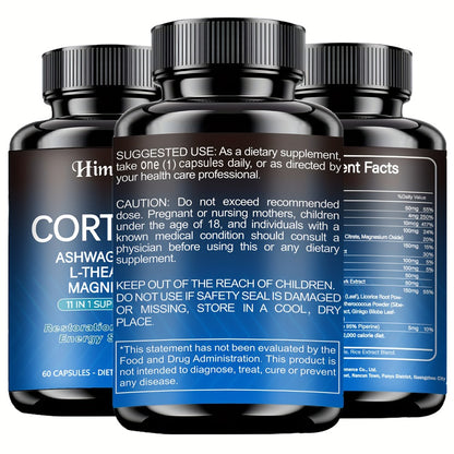Rhodiola Ashwagandha Stress Relief Capsules with L-Theanine & Magnesium – Cortisol Balance, Deep Sleep & Mood Support Supplement for Women & Men | 1 or 3 Pack