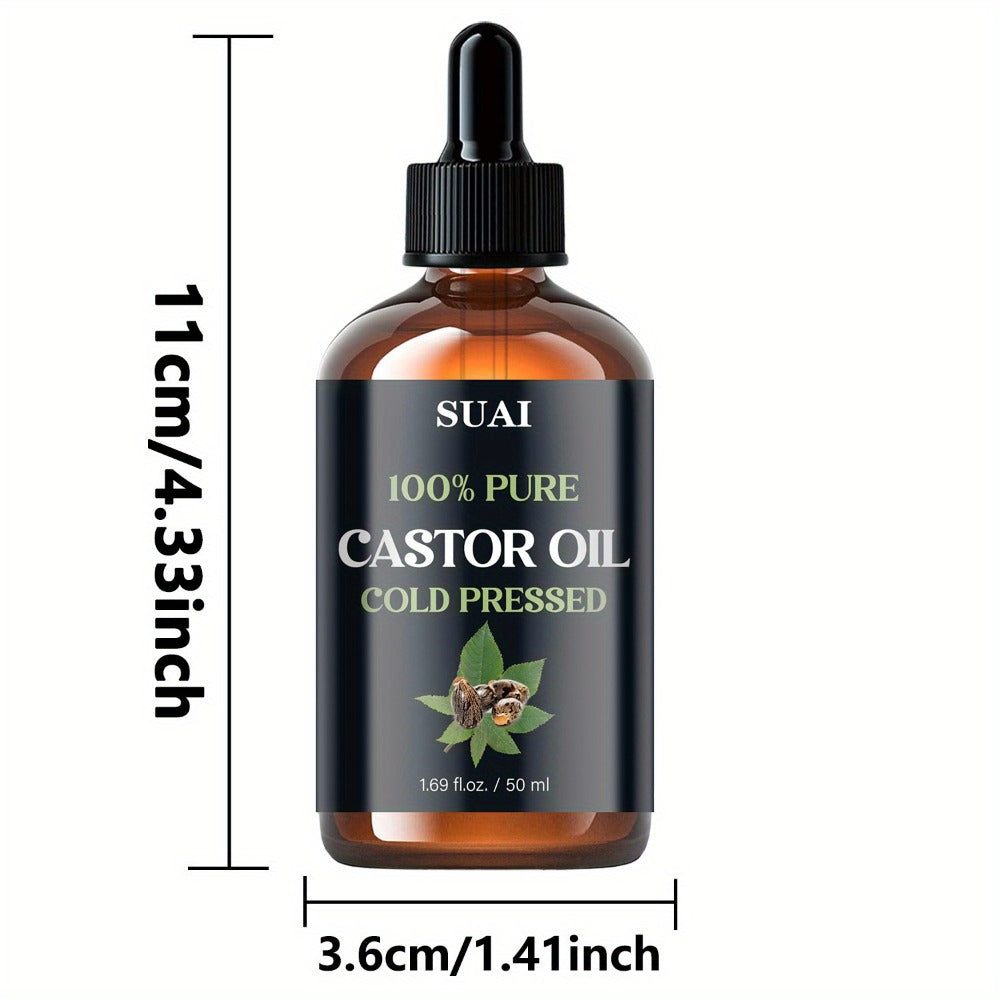 Castor Oil 100% Pure Cold Pressed 1.69oz for Hair Growth Eyebrows Eyelashes Skin Moisturizing Body Oil Plant Extract Hypoallergenic Smooth Soft Skin Care for Women Men