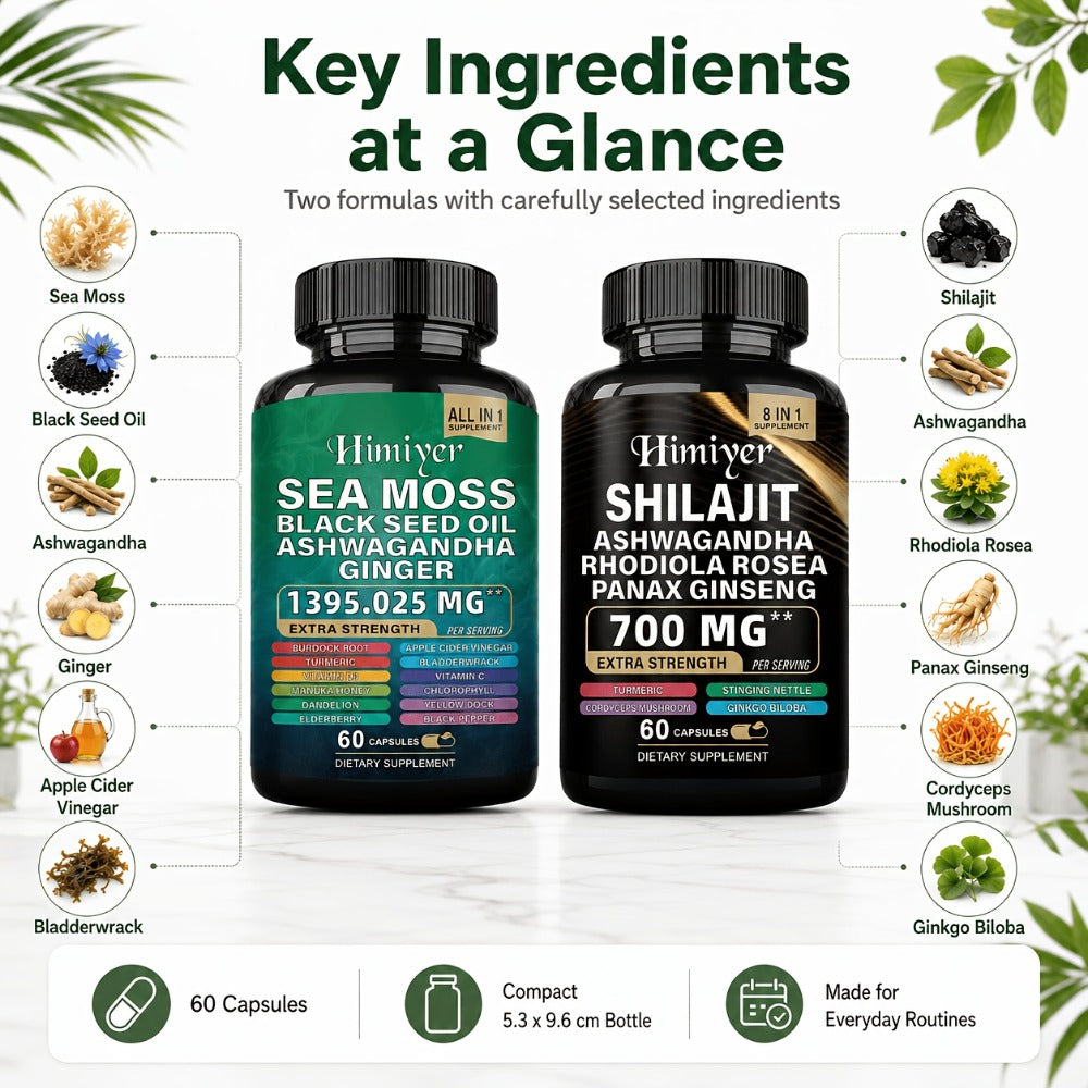 10 Bottles Of Sea Moss And Shilajit Mineral Supplement [double Supplement] Morning And Evening Exercise Energy Supplement, Containing Extracts Of Various Plant Essences Such As ASHWAGANDHA, BLACK SEED OIL, SEA MOSS, SHILAJIT, Etc.