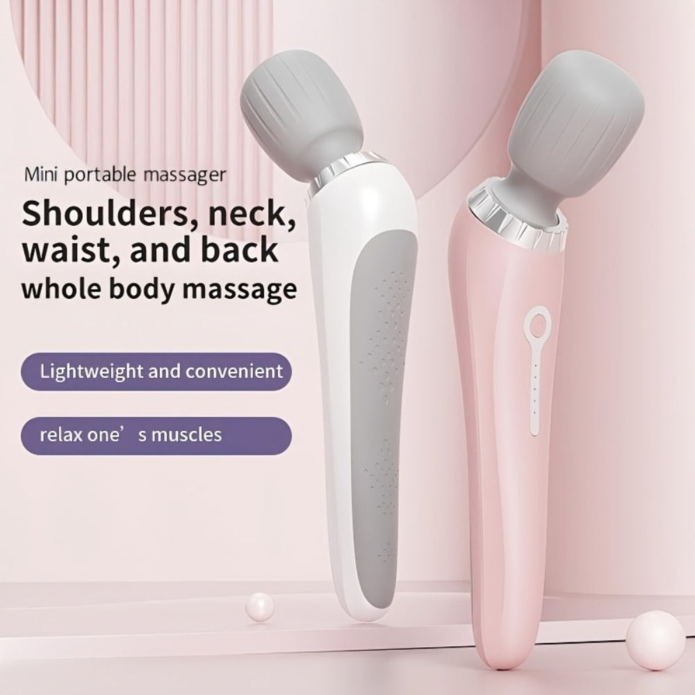 1pc Portable Electric Massager, Handheld Massage Wand, 5-Speed Adjustment, USB-Rechargeable Relaxation Massager Vibrating Massage for Neck, Back, Legs, And Waist Foot Sole Vibration Relaxation Ideal Gift for Men, Women, Athletes, And Seniors