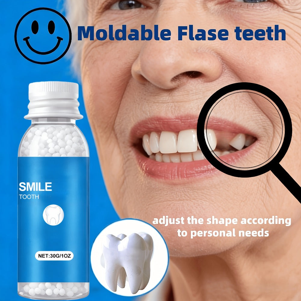Moldable Cosmetic Fake Teeth - Decorating Teeth Defects, Smile Enhancement Decor, Adjustable And Easy to Use, Secure Fit, You Can Eat with It, Natural-Looking Unisex for Adults And Seniors, for Christmas/New Year Gifts (Not for People with No Teeth)