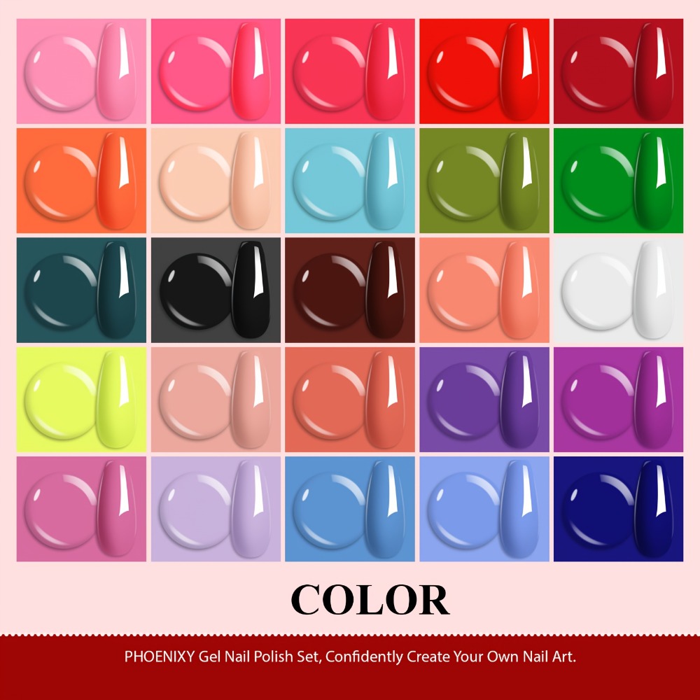PHOENIXY 30pcs Pure Gel Set, Including Base Gel, Glossy Top Coat, Matte Top Coat, and Golden Glitter Top Coat