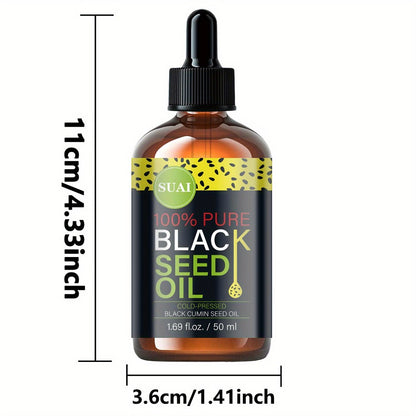 Black Seed Oil 100% Pure Cold Pressed Moisturizing Firming Multi-Use for Face Body Hair Nails Eyelashes Natural Plant Extract Skincare Oil All Skin Types Daily Skincare Routine