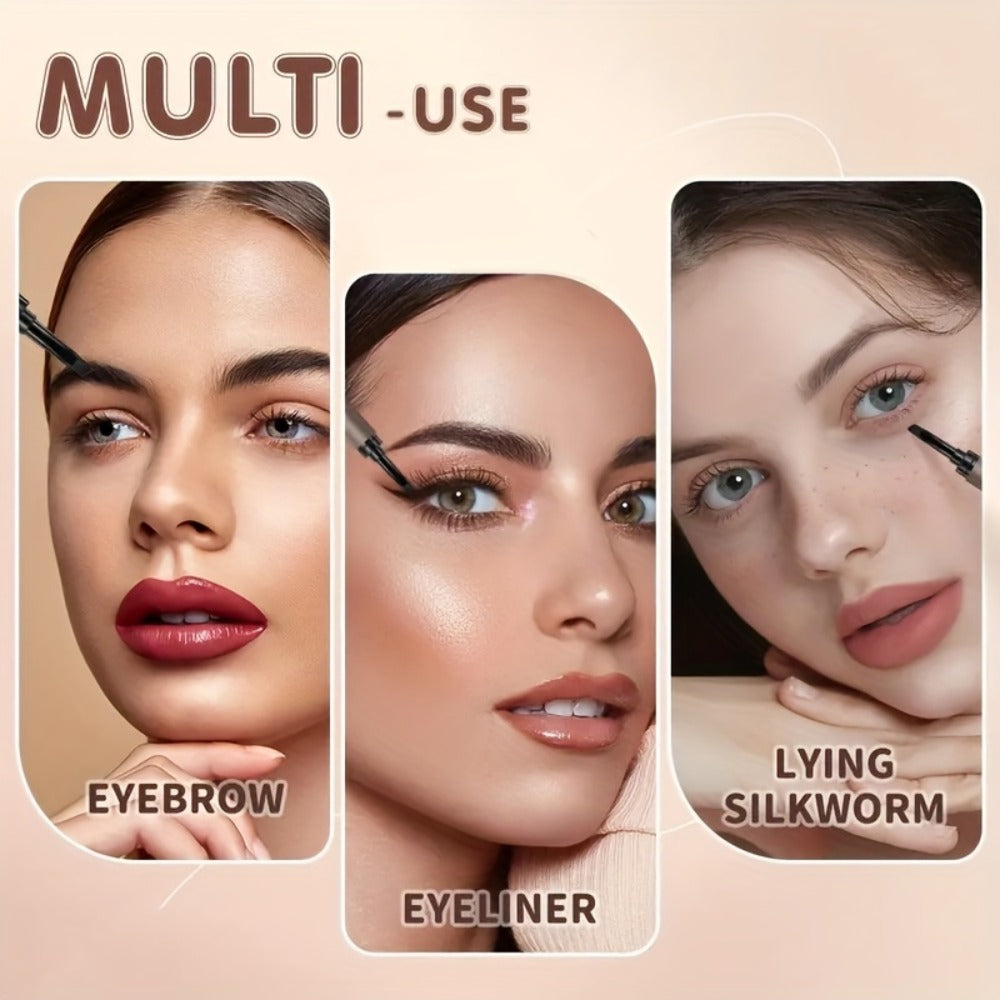 Eyebrow Pencil Double-Ended Waterproof Long-Lasting - Micro Precision Brow Definer with Spoolie Brush Smooth Durable Formula for All Skin Types Dark Brown