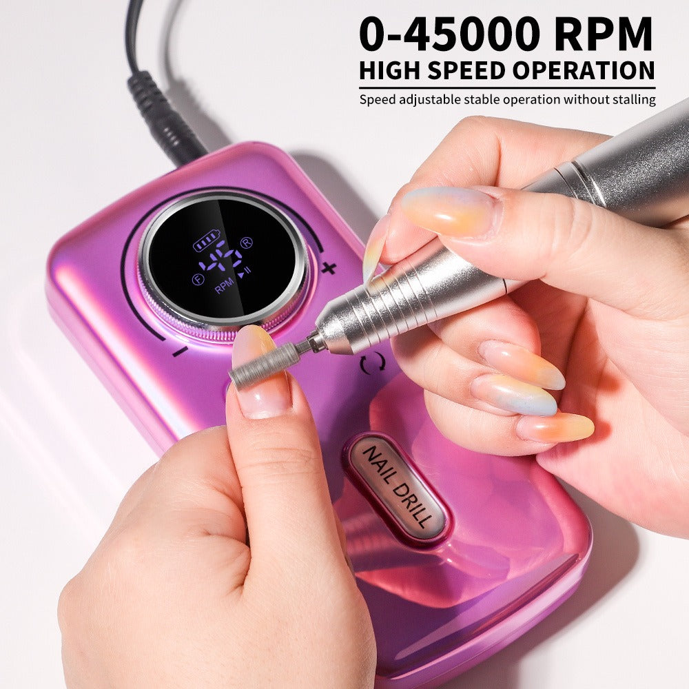 Limegirl Cordless Nail Drill Professional: 45000 RPM Rechargeable Electric Nail File Kit, Portable And Low Noise for Acrylic, Gel Nails, Manicure And Pedicure - Salon And Home Use
