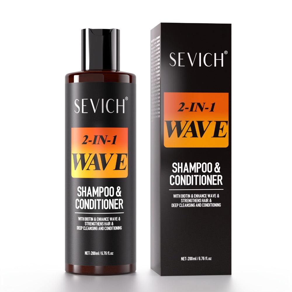 Biotin Wave Shampoo & Pomade 2-in-1 for Men - 360 Wave Deep Cleansing Conditioning Hair Product - Strengthens Hair, Defines Waves with Glycerin Formula, 200ml