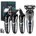Men' 3-in-1 Electric Razor & Shaver - Portable Beard Trimmer with 3D Floating Blade, Digital Display Suitable for Nose Hair Trimmer, Ear Hair Shaver, Eyebrow Grooming Machine, - Shaving Device